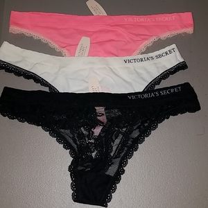 NWT Victoria's Secret 3 Pair Thongs Size Large
